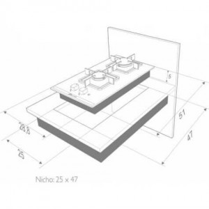 Dimensões de Fogão Cooktop Built Soft 2 Bocas
