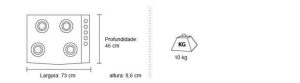 Dimensões de Fogão Cooktop Consul 5 Bocas