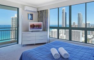 Quarto na praia com ar-condicionado