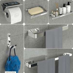 Kit Acessórios Para Banheiro Inox E Cromado 6 Peças