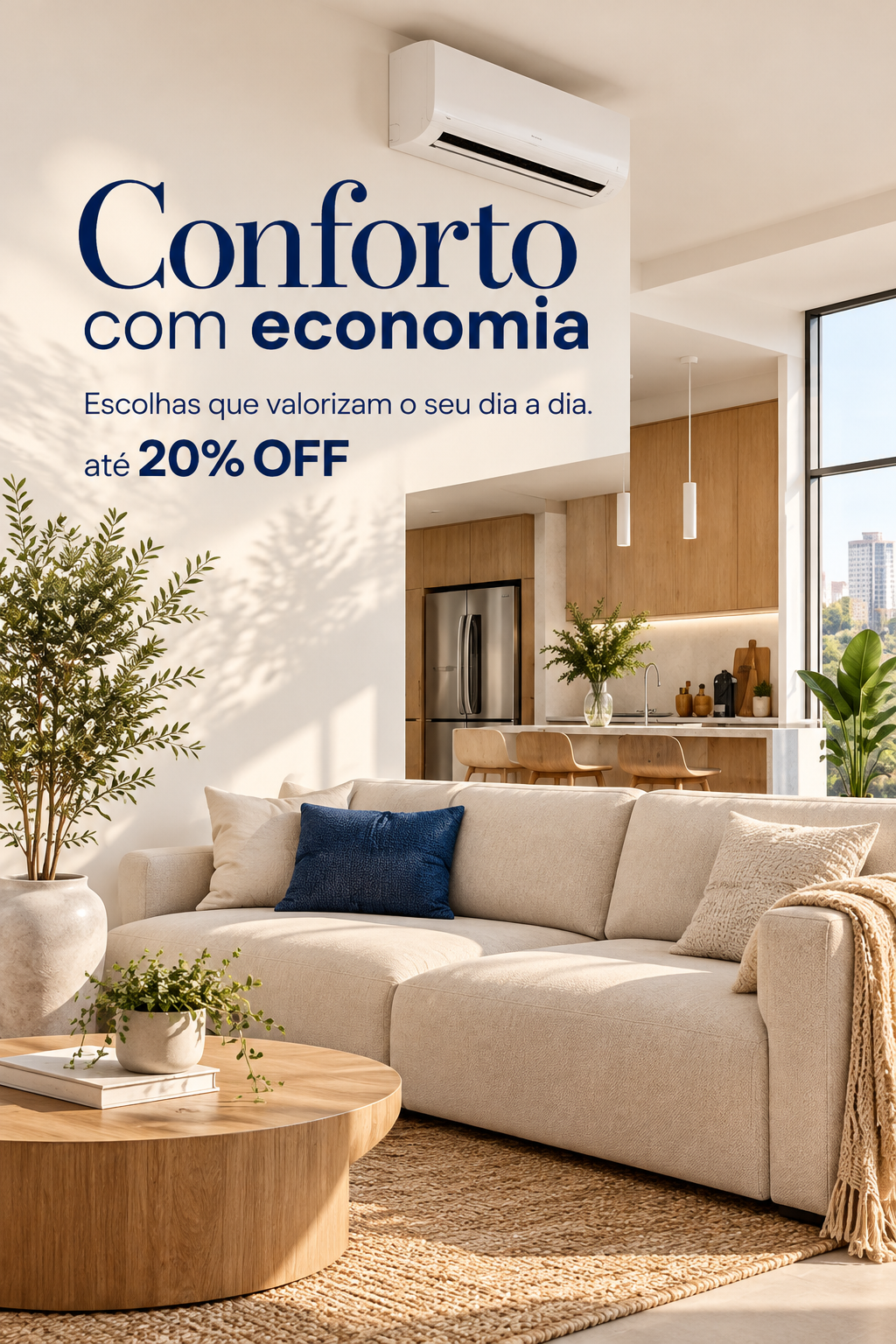 Imagem traz a campanha conforto com economia em casa - Webcontinental, até 20% de desconto.